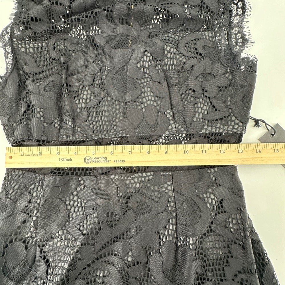 XXI Forever 21 Lace Sheath Dress Size M Black High Neck Full Zip Gothic Sheer - Picture 7 of 9